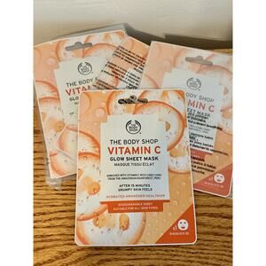 4X THE BODY SHOP Vitamin C Glow Sheet Mask New HTF Set Bundle
